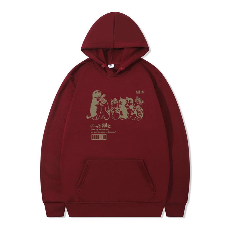 Autumn and Winter Hip Hop Cat Shower Street Printed Sweater Men