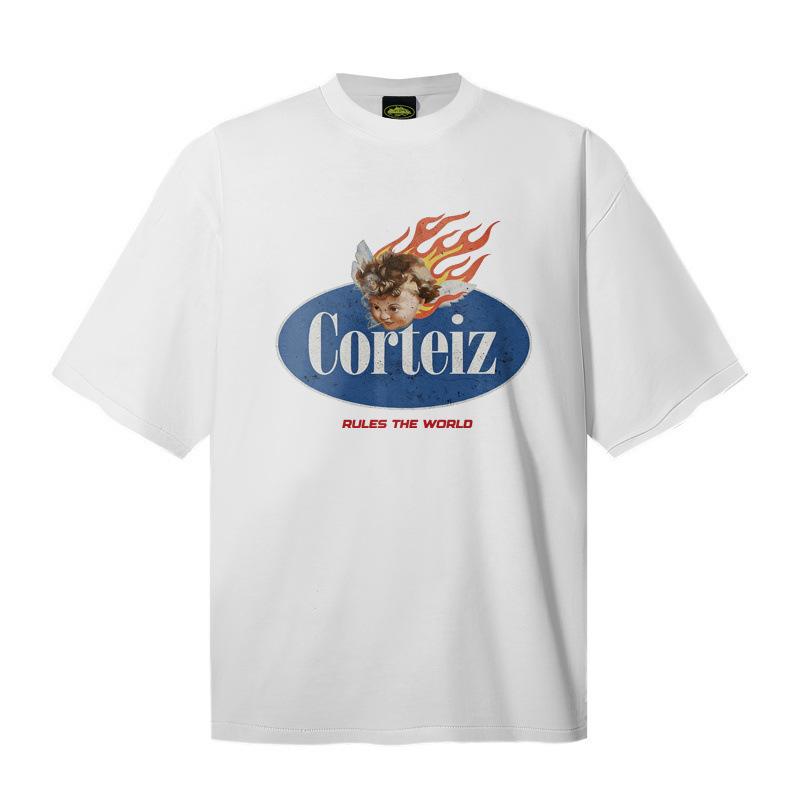 Meichao Alcatraz American Tide Brand Heavy Cotton 260 Short-sleeved T-shirt Men's and Women's Loose Casual and Versatile Summer