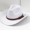 Western Cowboy Hat Men's and Women's Felt Top Hat Metal Rivet Leather Square Buckle Belt Hat Party Jazz Hat