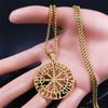 2026 Wikinger Amulett Halsketten Damen /Herren Goldfarbe Edelstahl Statement Halskette Schmuck Halsband acero inoxidable N3073S02