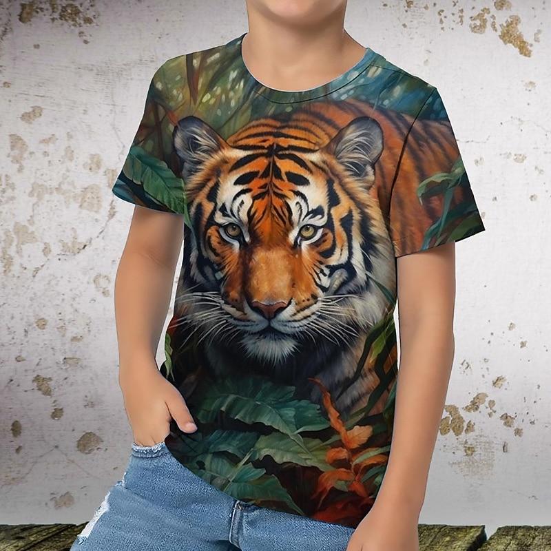 3D Print Summer Spring Sports Fashion Streetwear Kids  Crew Neck Casual Daily Outdoor Regular Top
