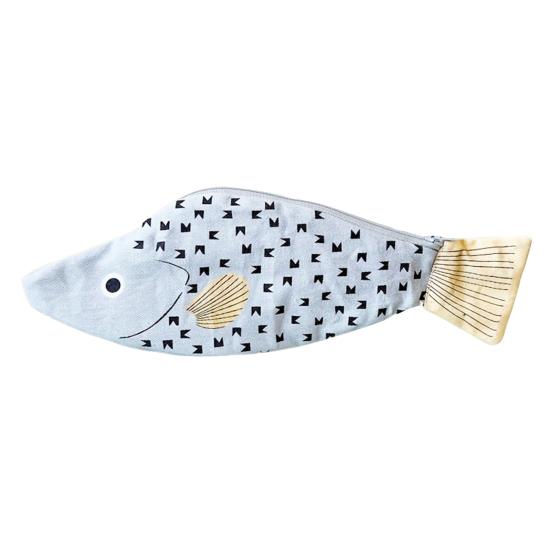 Pencil Bag Fish Shape Smooth Zipper Closure Pen Holder Large Capacity Thickened Canvas Stationery Organizer