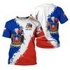Independence Day Men's 3D Printed T-Shirt Chilean Flag and Emblem Print Short Sleeve O-Neck Pullover Casual Top