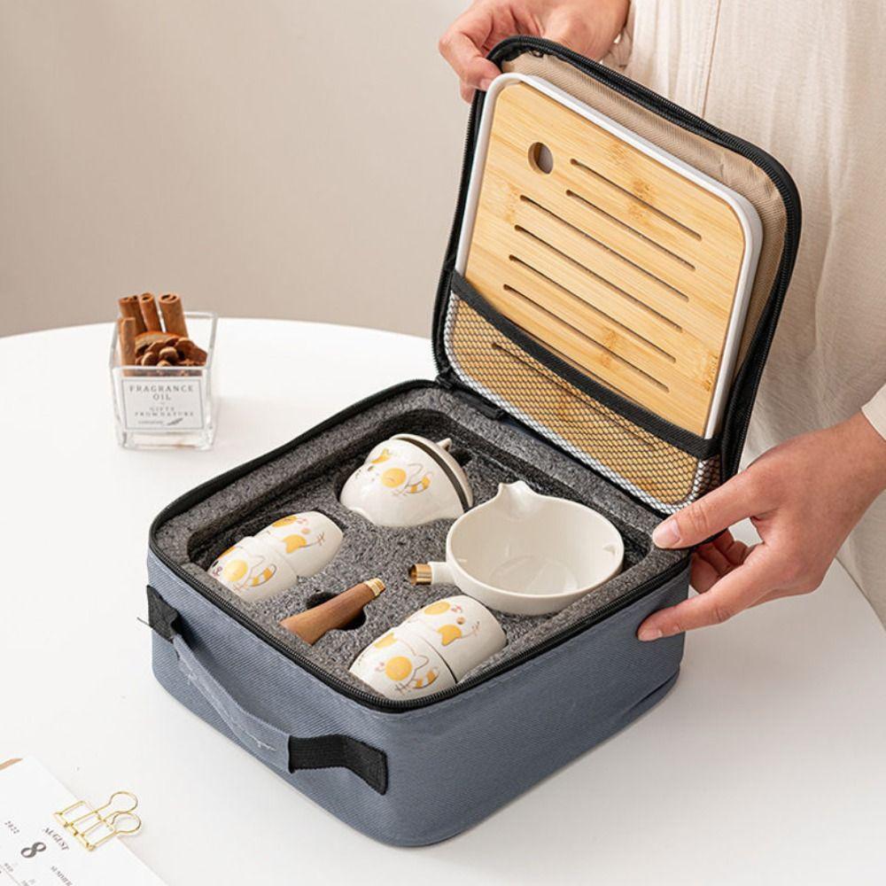 5/7 Stück Japanischer Stil Kung Fu Teekanne Set 360° Drehend Bubble Tea Set Glückskatze Teekanne Set Geschenk