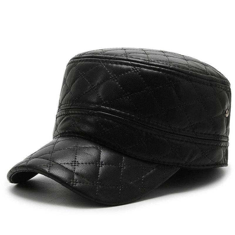 New diamond cap autumn and winter warm fleece thickened middle-aged men's flat top hat fashionable and simple tide