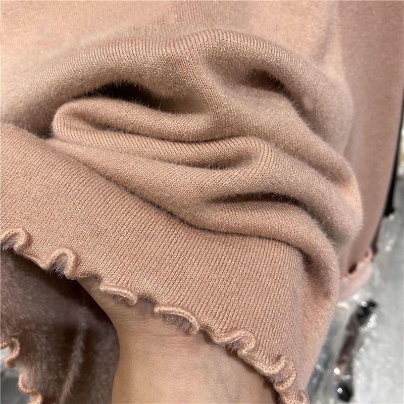 Solid Retro Plus Velvet Padded Knitted Bottoming Shirt Women Autumn Winter New Fashion Long Sleeved Tops Casual Pullover