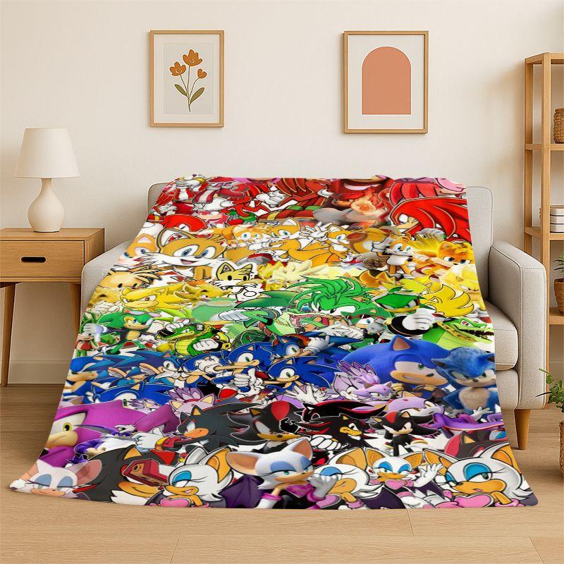 Classic Game S-Sonic Cartoon Soft Flannel Throw Blanket,Cozy Blanket for Bed,Couch,Sofa,Bedroom,Living Room,Travel,Picnic Kids