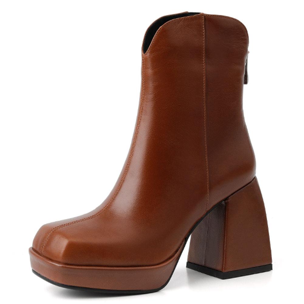 Botas femeninas Tacón cuadrado Punta cuadrada Cremallera sólida Botines de  tacón súper alto Plataforma todo el año 2021 Novedades Botines de mujer  comprar a buen precio — entrega gratuita, reseñas reales con