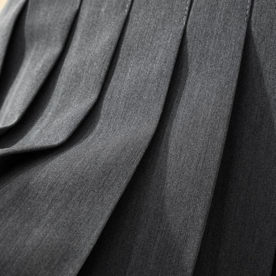 Fustă Midi Plisată cu Talie Înaltă pentru Femei 2024 - Primăvară/Toamnă Slim A-Line, Anti-Expunere, Negru/Gri