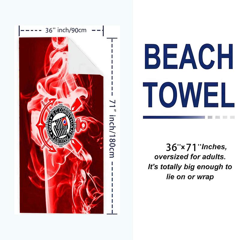 Sport Club Corinthians Paulista Print Beach Towel, Large Soft Quick Dry Towel for Beach Camping Swimming
