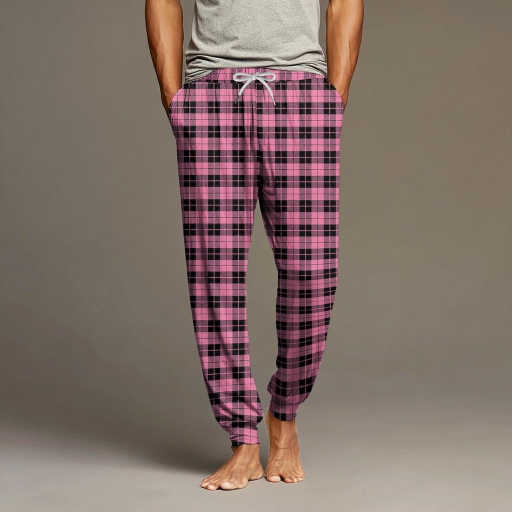Men's Drawstring Pocket Cuffed Casual Pants Home Sleep Pants