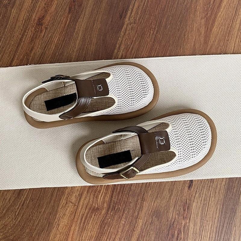 Leinensack Kopf Sandalen Damen weichsohlige Mesh atmungsaktive Lochschuhe tragen Mesh Baumwolle und Leinen Sandalen