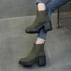 Fashion 2025 Winter Chunky Heels  Women Fashion Stretch Fabric Ankle Boots Shoes Classical Femeal Woman Boats Size 35-41