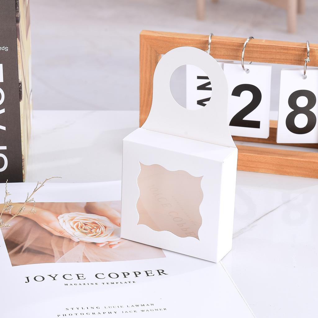 25pcs Wine Bottle Box with Visible Window Collapsible Bottle Hanger Favor Box White