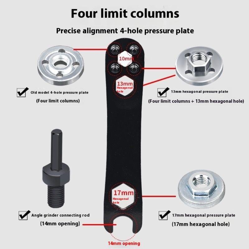 Flexible Angle Cutter Mechanism 4 Point Gear Spanner Angle Grinder Key Rapid Disc Installation High Strength Steel Build