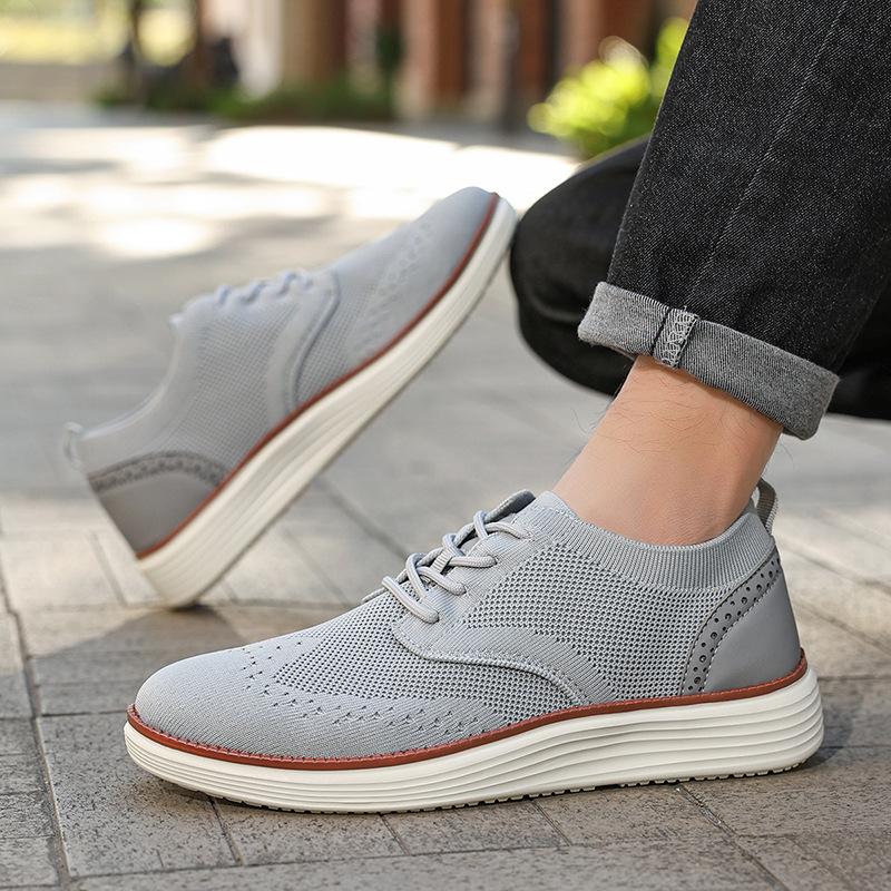 New Lightweight Lace-up Casual Men's Shoes Large Size 48 Breathable Fly-woven Loafers