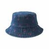 Butterfly Pattern Denim Bucket Hat Wide Brim Sun Hat Breathable Beach Hat  Spring and Summer