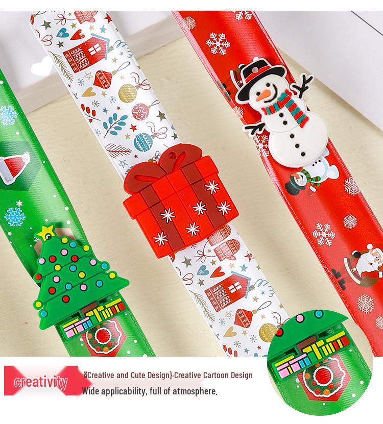 Cute Christmas Cartoon Snap Bracelet for Kids: Snowman, Santa, Slap Band Toy