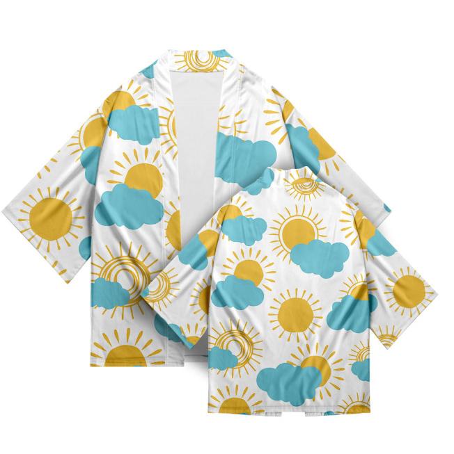 Women's Sun Pattern Series Shirt Performance Clothing Literature Japanese Uniform Dojo Hinoki Kimono Digital Printing