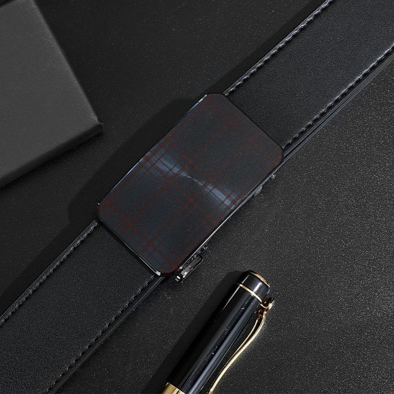 

Men s Trendy Gingham Leather Belt with Automatic Buckle 110 cm чорний