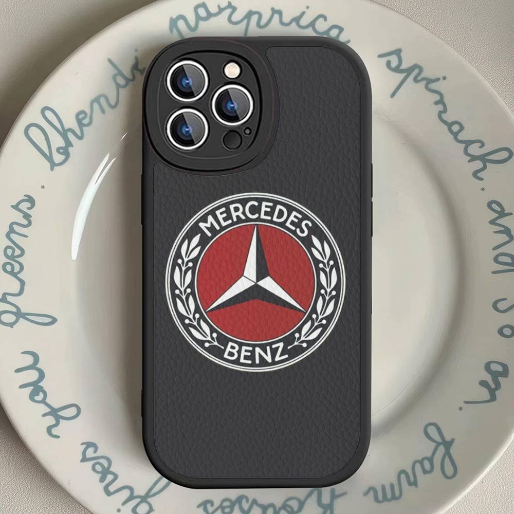 CQH1 Car M-Mercedes-Benz Phone Case For IPhone 16 15 14 13 12 11 Pro Max Plus Shockproof Leather Cover