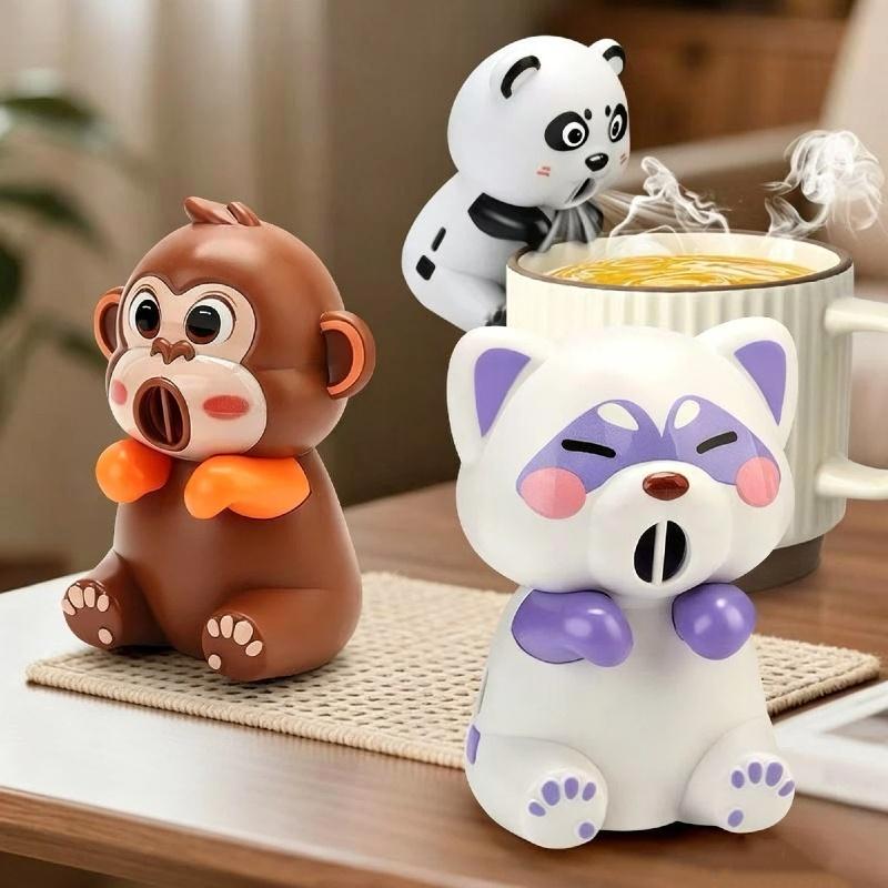 1 Set 3 Speeds Animal Portable Usb Rechargeable Clip-On Personal Fan Mini Food Cooling Fan For Soup Stew Coffee Tea Baked Goods