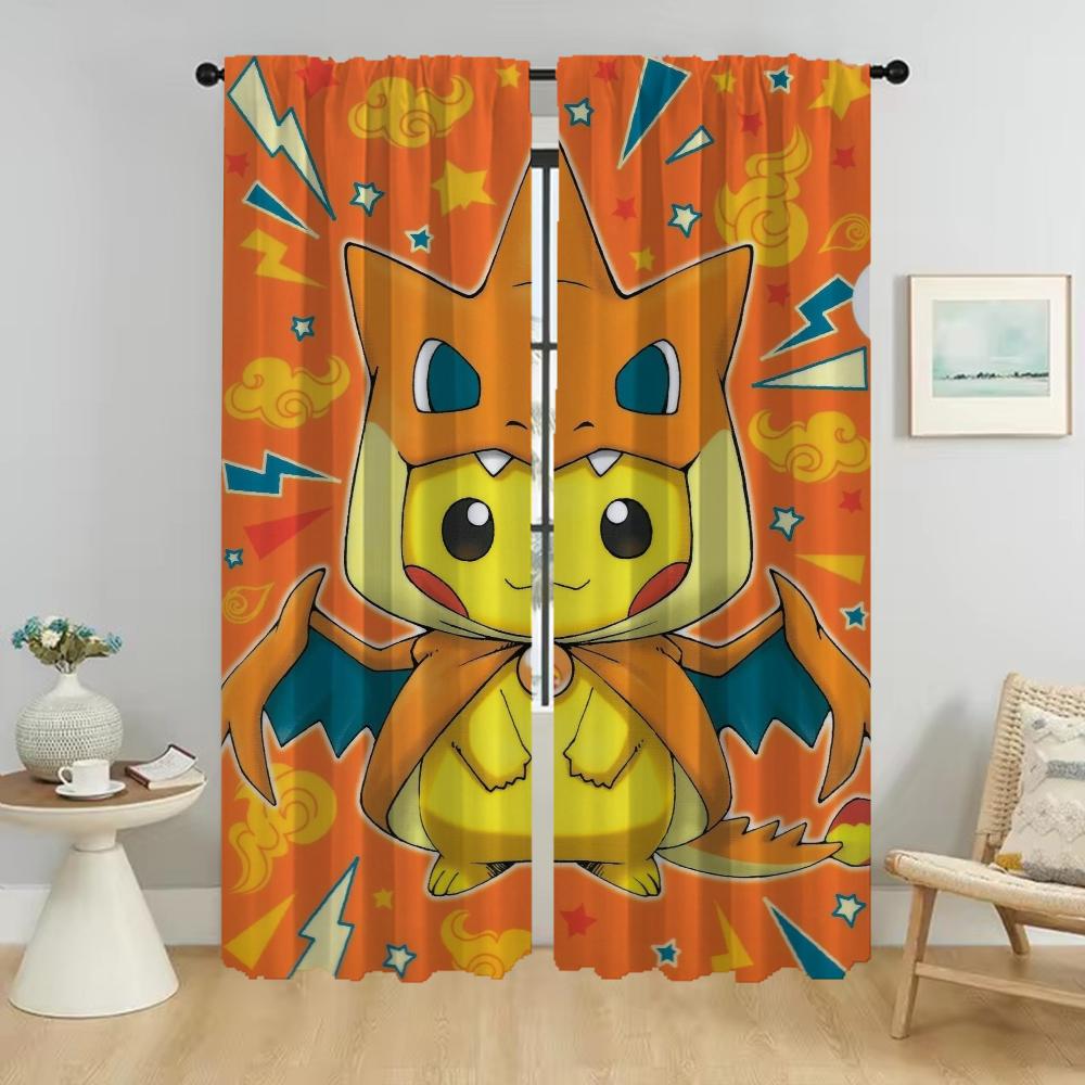 P-pokemones Hjemme Interiør Gardiner for Kameragardiner Barnerom Vindusgardin for Rom 2 Panel Persienner Halloween Dekorasjon