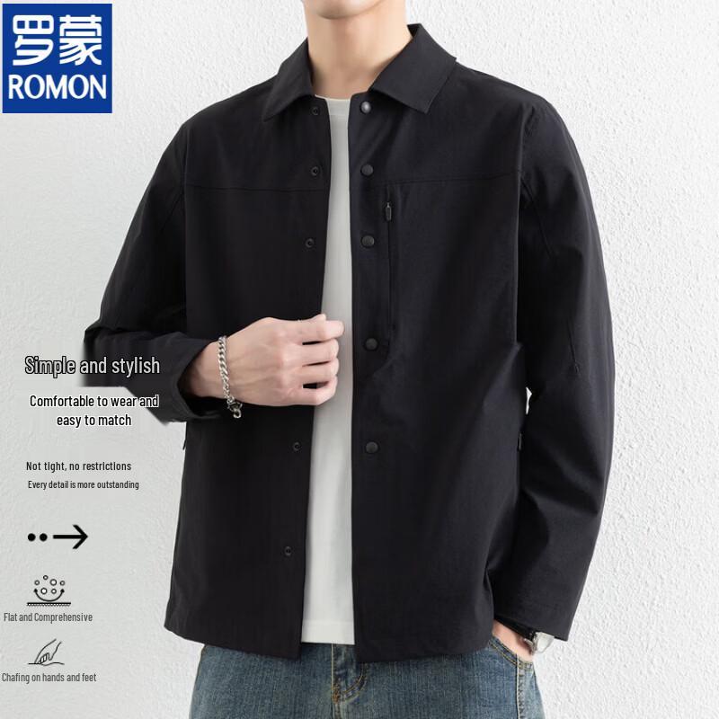 ROMON Men's Slim-Fit Non-Iron Long-Sleeve Business Shirt