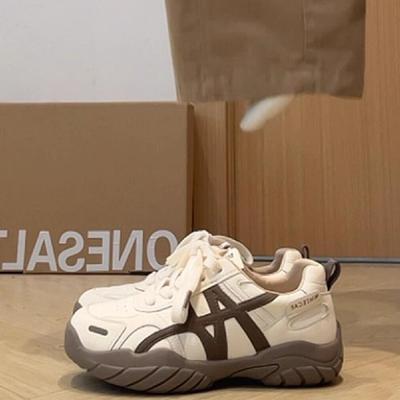 Damen neue Herbst vielseitige Retro Casual Sneaker mit dicker Sohle, Dad-Schuhe mit weicher Sohle