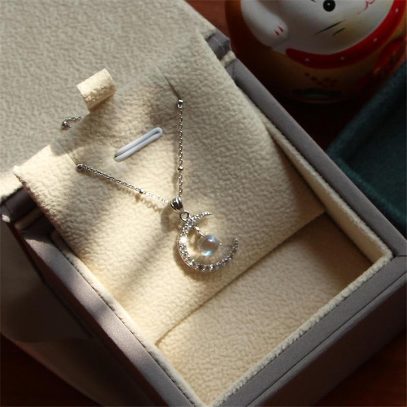 Piedra de Luna Circonita Luna Encanto Collares Creativo Elegante Aspecto Cadena de Clavícula Reunión Para Reunión Joyería Mujer Gargantilla Encanto Elegante