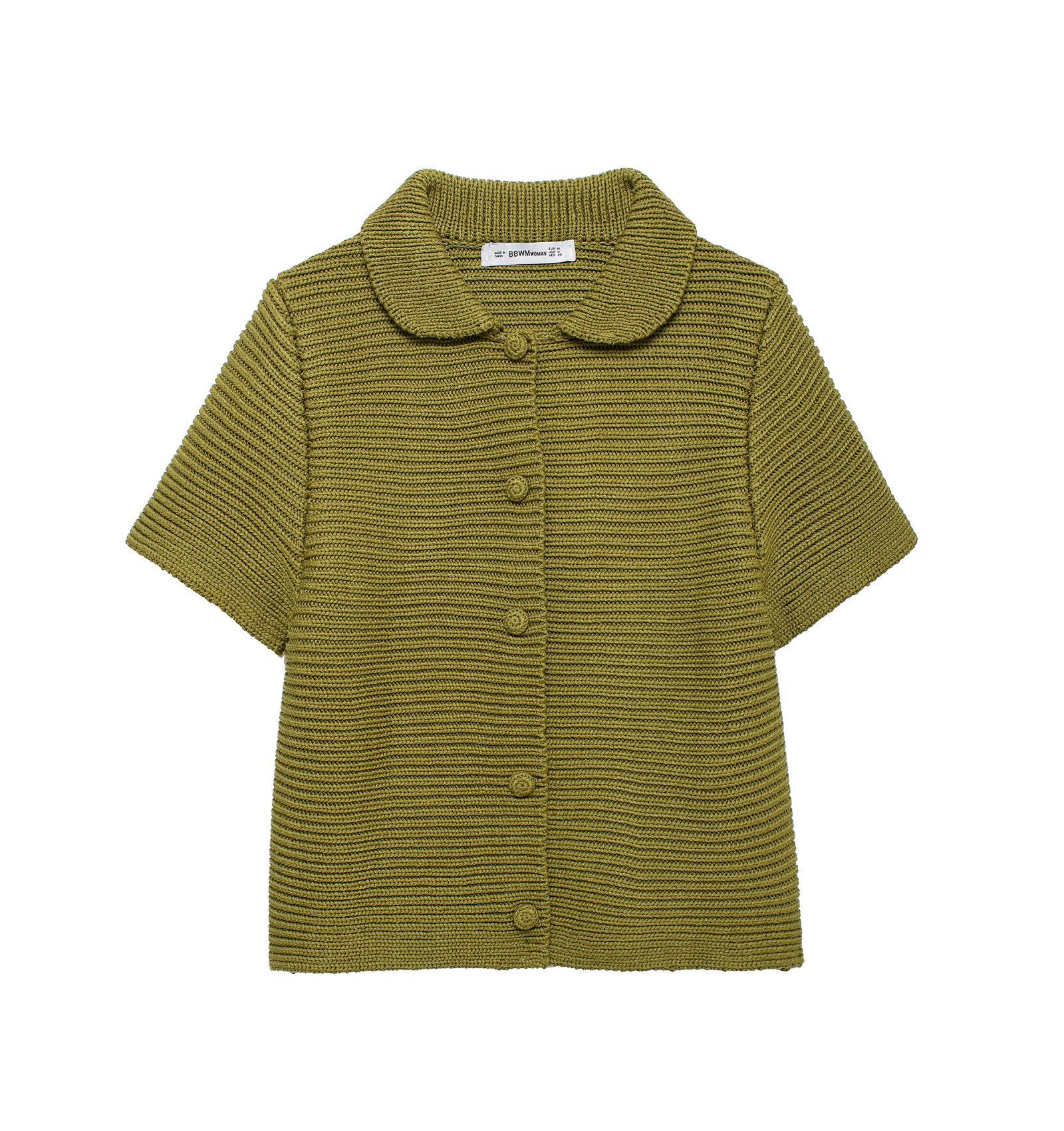 

2024 Сладкий стиль Женский кардиган свитер крупной вязки с коротким рукавом Medium