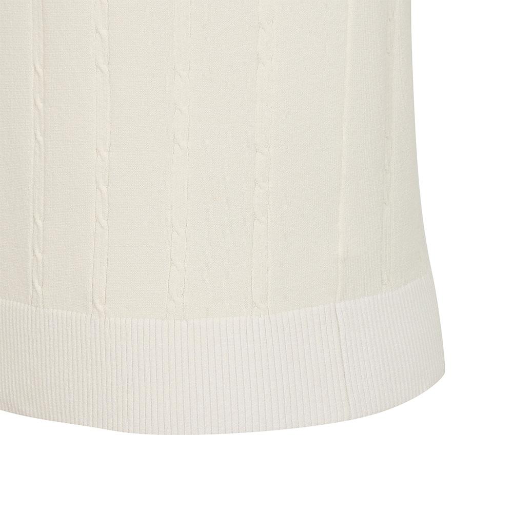 MALBON GOLF M Chain Cable Pattern Casual Short Sleeve Knit Ivory (Woman)