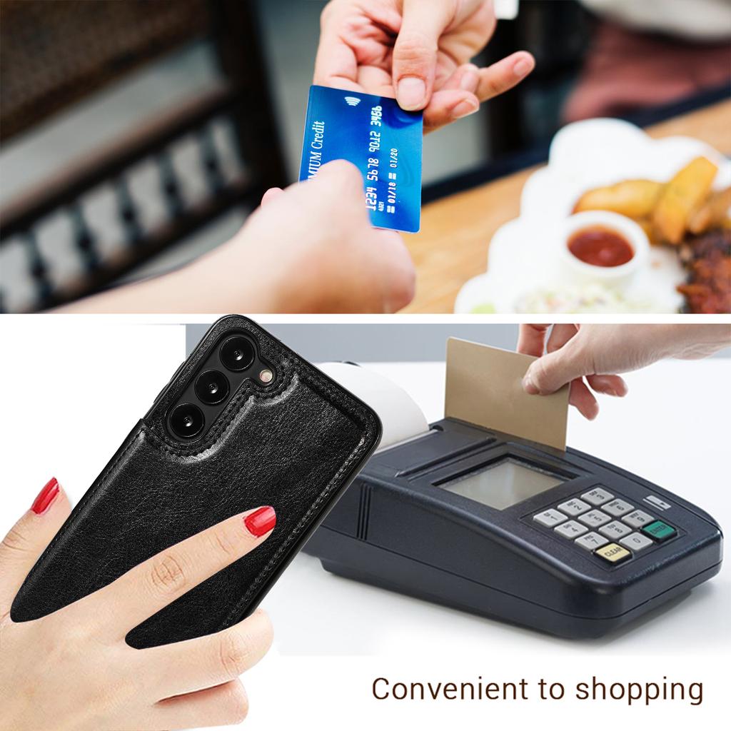 Für Samsung Galaxy S23 PU-Lederbeschichtete TPU-Handyhülle Duale Tasten Kartenhalter Ständer Abdeckung