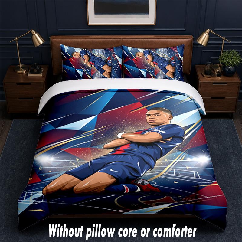 Kylian Mbappe Design Bed Bedding Set 1 Duvet Cover + 2 Pillowcases Soft Breathable Household Bed Linens