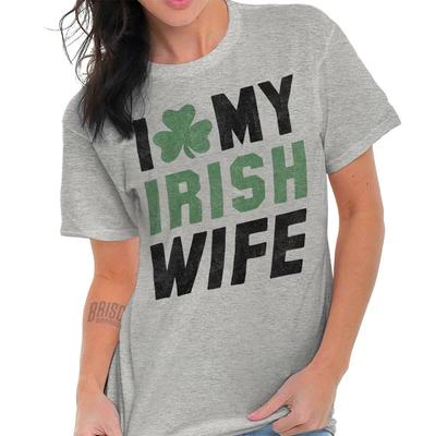I Love My Irish Wife Funny Gift For Husband Mens Casual Crewneck T Shirts Tees