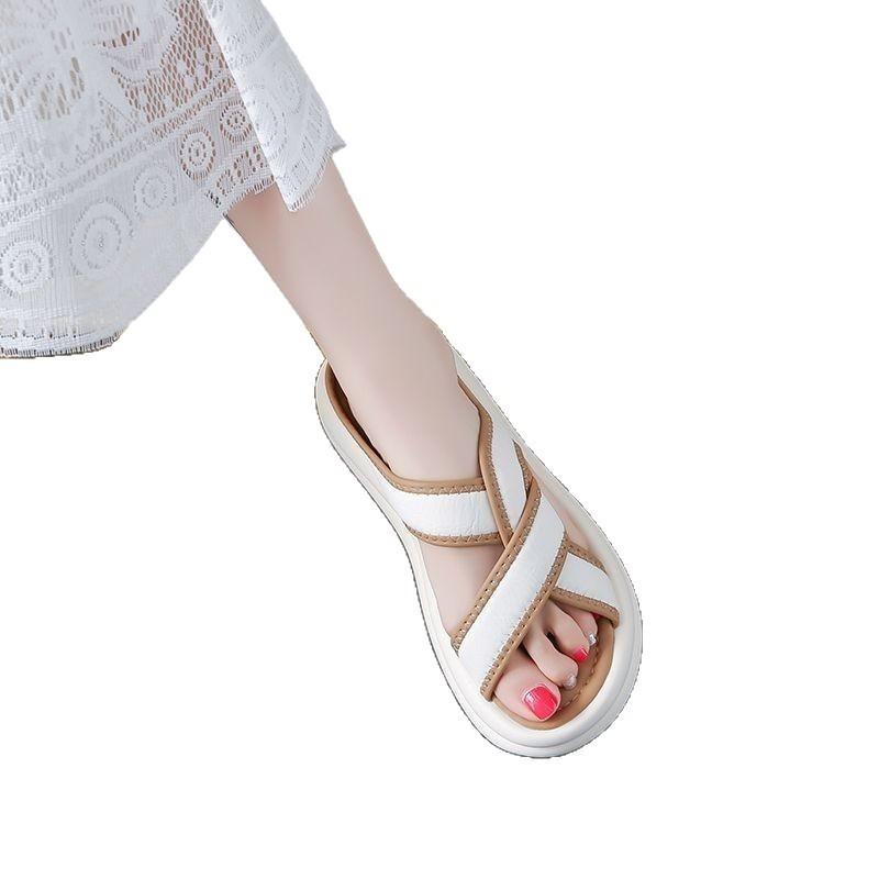 Hausschuhe Damen 2025 neu modisch vielseitig bequem Nischenriemen abriebfeste Muffinsohle Damen Sandalen