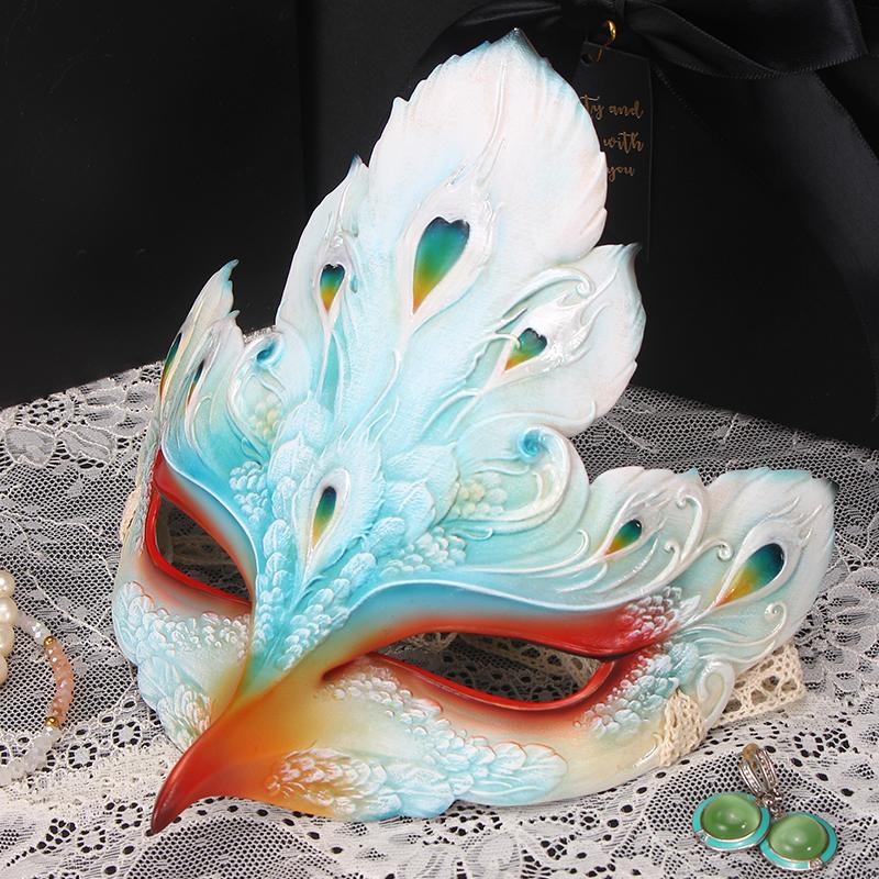 Chinese Style Vintage Phoenix Mask Women Cosplay Hanfu Party Dance Costume Halloween Half Face Mask Decoration Gift