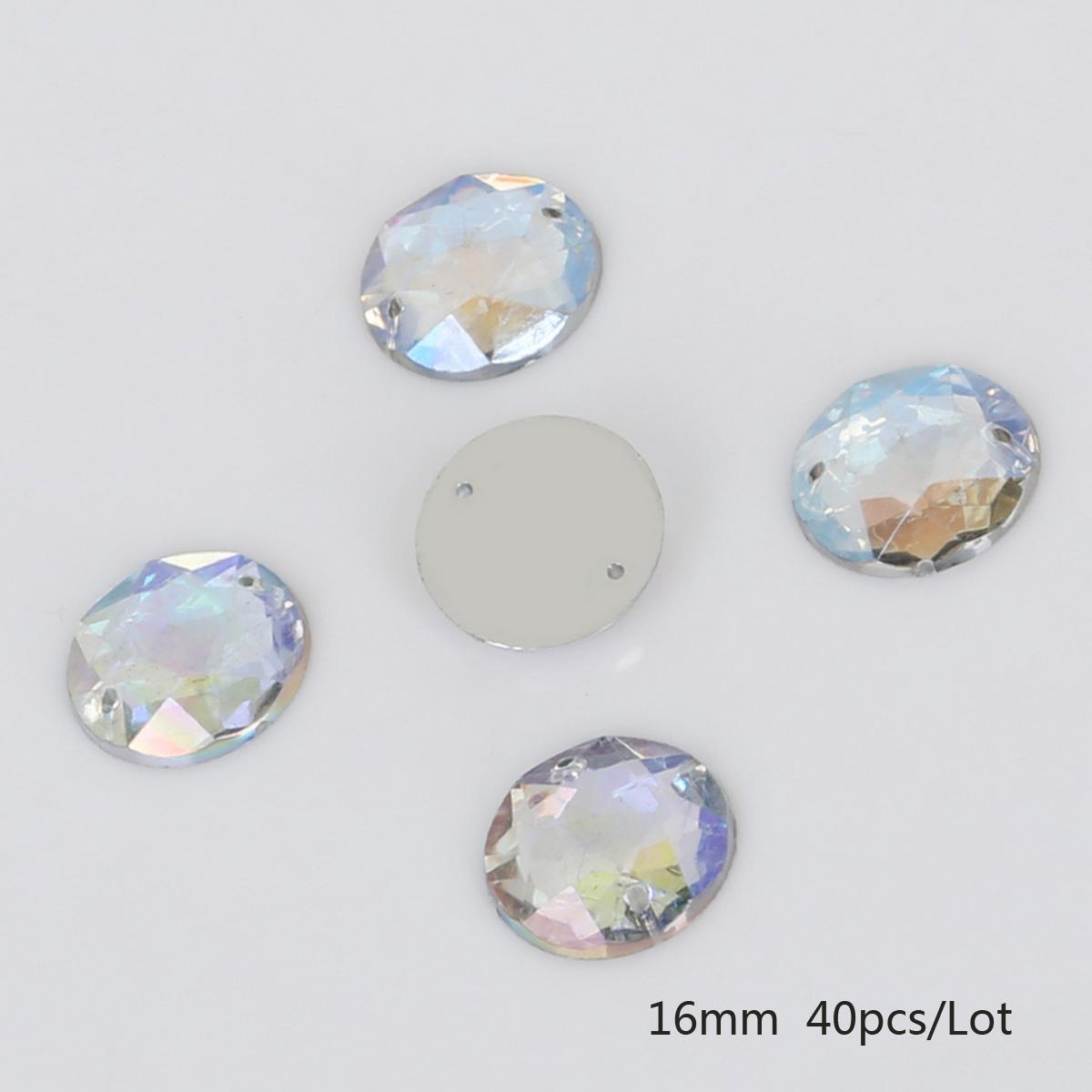 

8/10/12 мм стразы с плоской обратной стороной, круглые акриловые бусины, пришитые стразы, хрустальные камни для рукоделия, украшения для скрапбукинга 16mm 40pcs белый/разноцветный