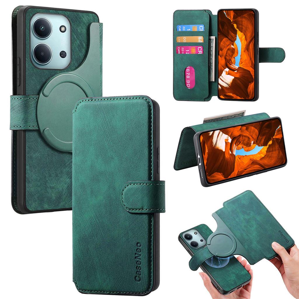 CASENEO MW-03 Detachable Wallet Case For Xiaomi Poco C85 4G (171mm)/Redmi 15C 4G (Global) (171mm) Leather + TPU Phone Cover