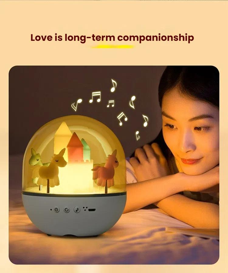 Dropshipping USB LED Atmosphere Light Music Box CJH Carousel Nightlight for Children's Festival Fantasy Desk Lamp Novelty Gift