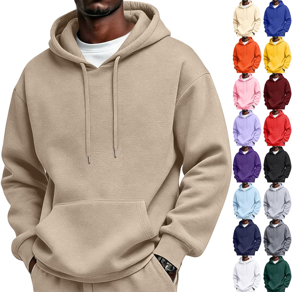 Men's Casual Color Hoodie with Drawstring