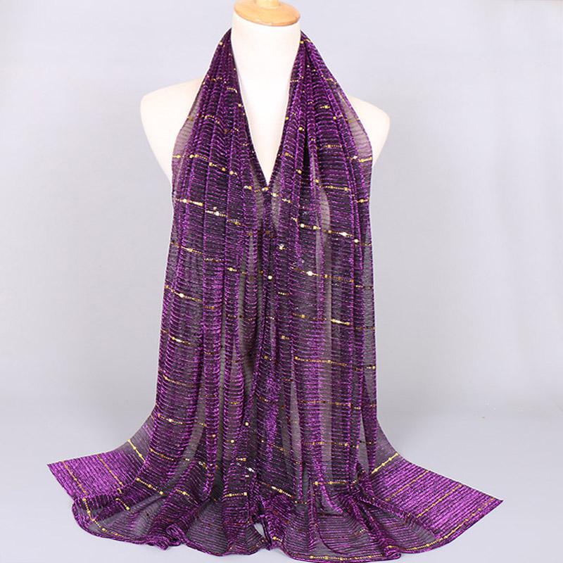 Summer Lurex Glitter Scarf Elegant Lightweight Elastic Shawl For Women Fashion Sparkly Sequined Party Shawls 180*65Cm