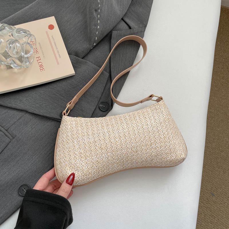 Single-shoulder Underarm Trendy Woven Cherry Style Beach Tote Bag for Women