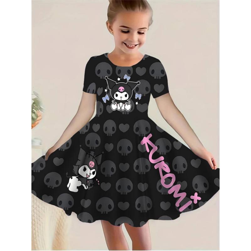 Casual Short-Sleeve Dress for Girls Featuring a 3D Unicorn Print, Perfect for Summer with Cute Cartoon Designs for Toddlers.