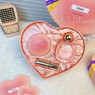 Makeup Set with Romantic Perfume, Cushion Lipstick and Heart-shaped Gift Box for Valentine's Day