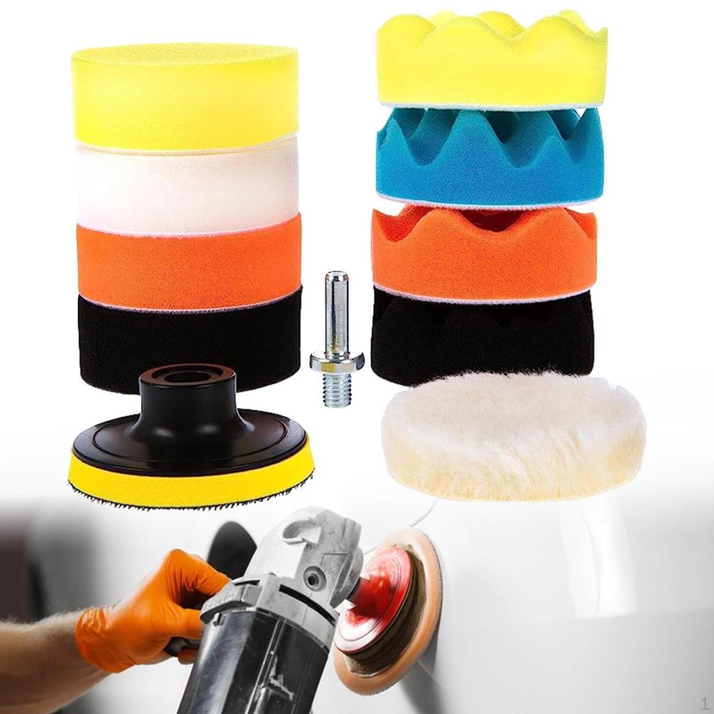 11 Piece Foam Pad Set for Car Polishing And Buffing with Drill Attachment