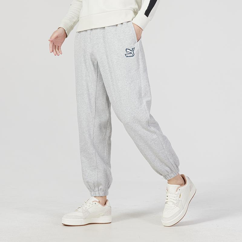 Puma Classics Street Sport Sweatpants With Logo Print Men Bottoms Grey 539971-04