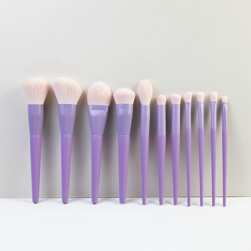Small Purple Potato 11-Piece Makeup Brush Set: Includes Loose Powder and Eye Shadow Brushes - Beauty Tools Collection