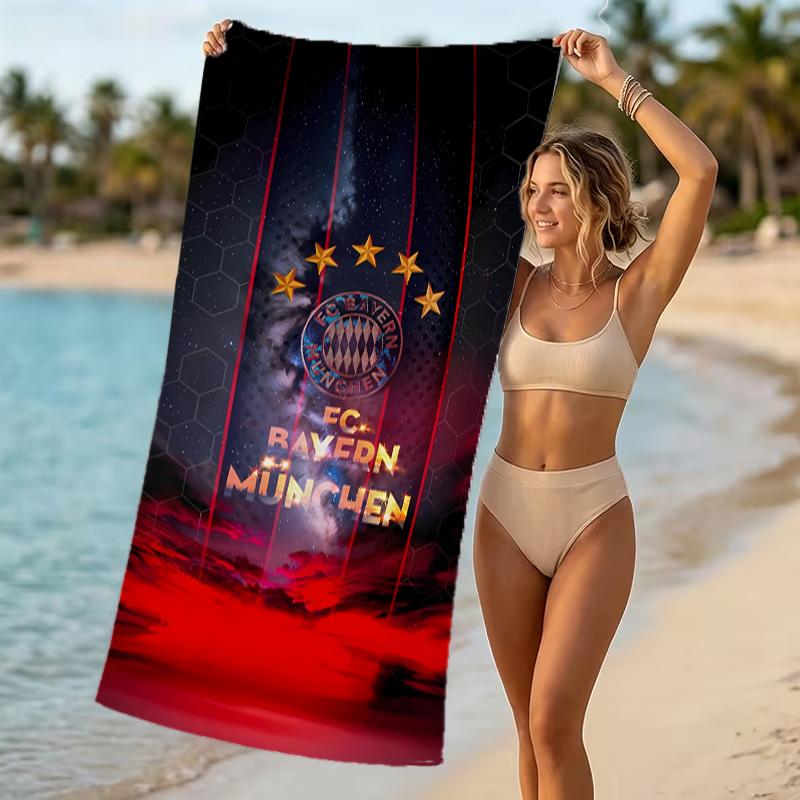 Beach Towel with FC Bayern München logo Pattern - soft,absorbent,machine washable Lightweight&Modern,swimming,Travel Essentials