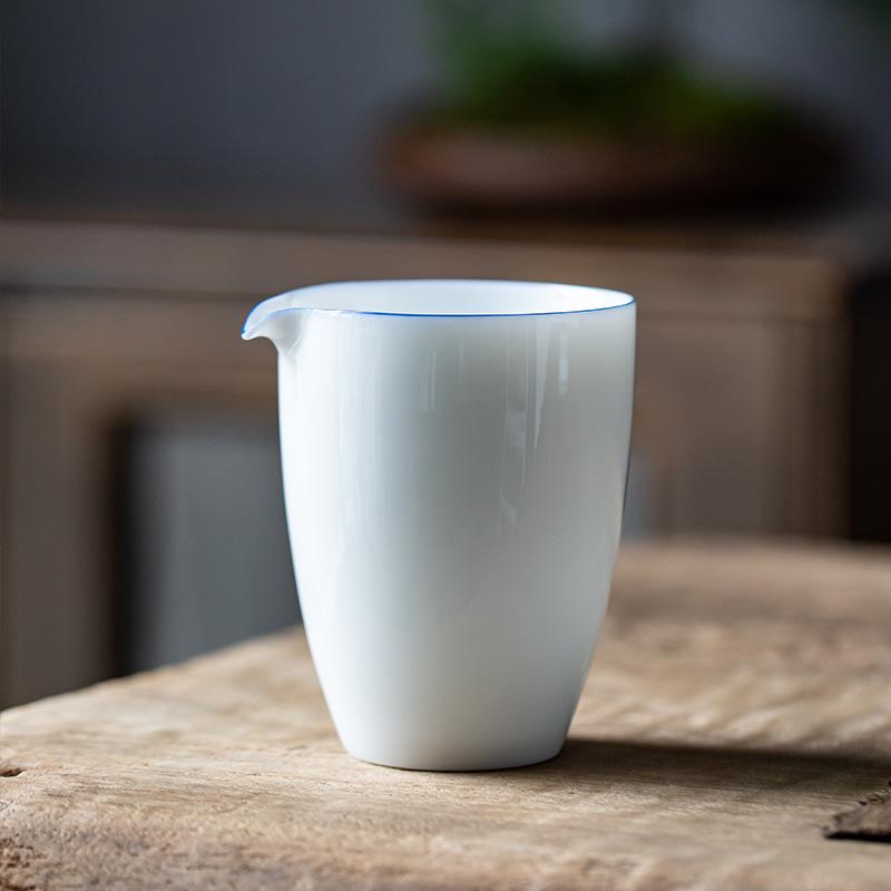 Minimalist White Jade Porcelain Kung Fu Tea Set: Handmade Teacups & Gaiwan Business Gift
